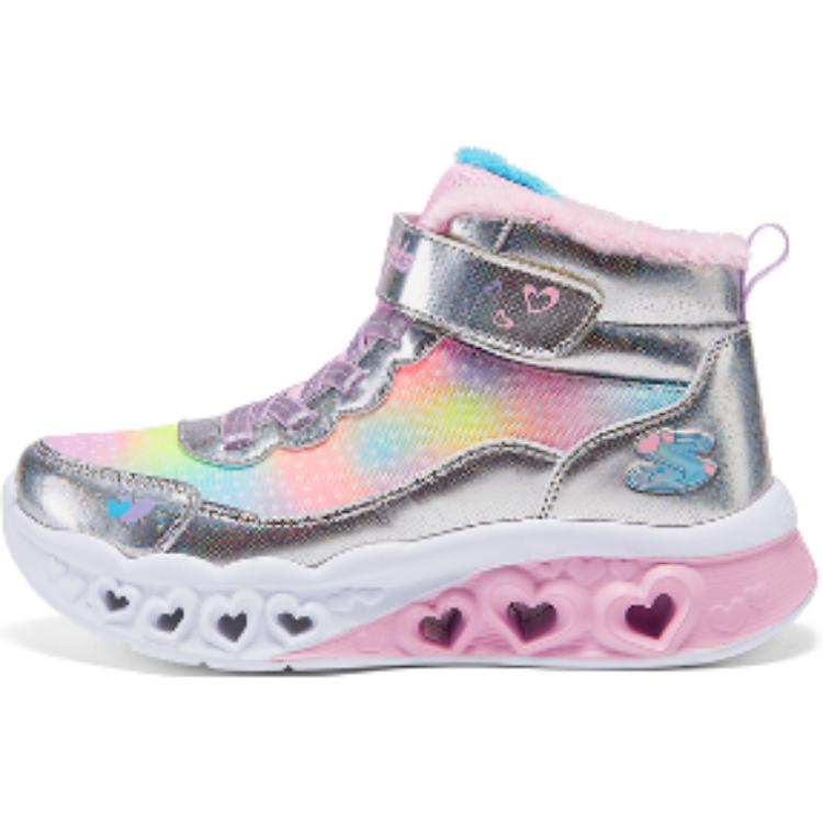 Skechers Girls Leather Slip-Resistant Shock Absorbing High-Top Boots Kids boots Silver 302677L-SMLT 27.5
