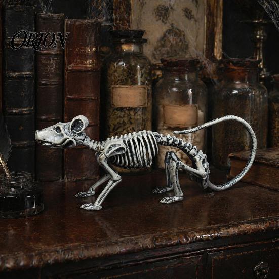 Halloween Tabletop Ornaments Animal Skeleton Figurine, Realistic Crow Rat Scorpion Bone Props for Haunted House Decorations House, Plastic Skull Decor
