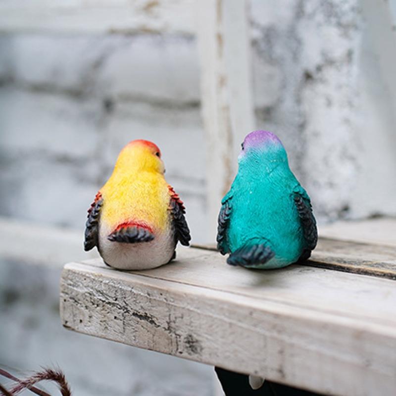 Søte fuglefigurer 2 stk/sett Harpiks Dyr Miniatyr Statue Kunst Håndverk Dekor for Hjem Utendørs Hage Hage Hage Dekor gave