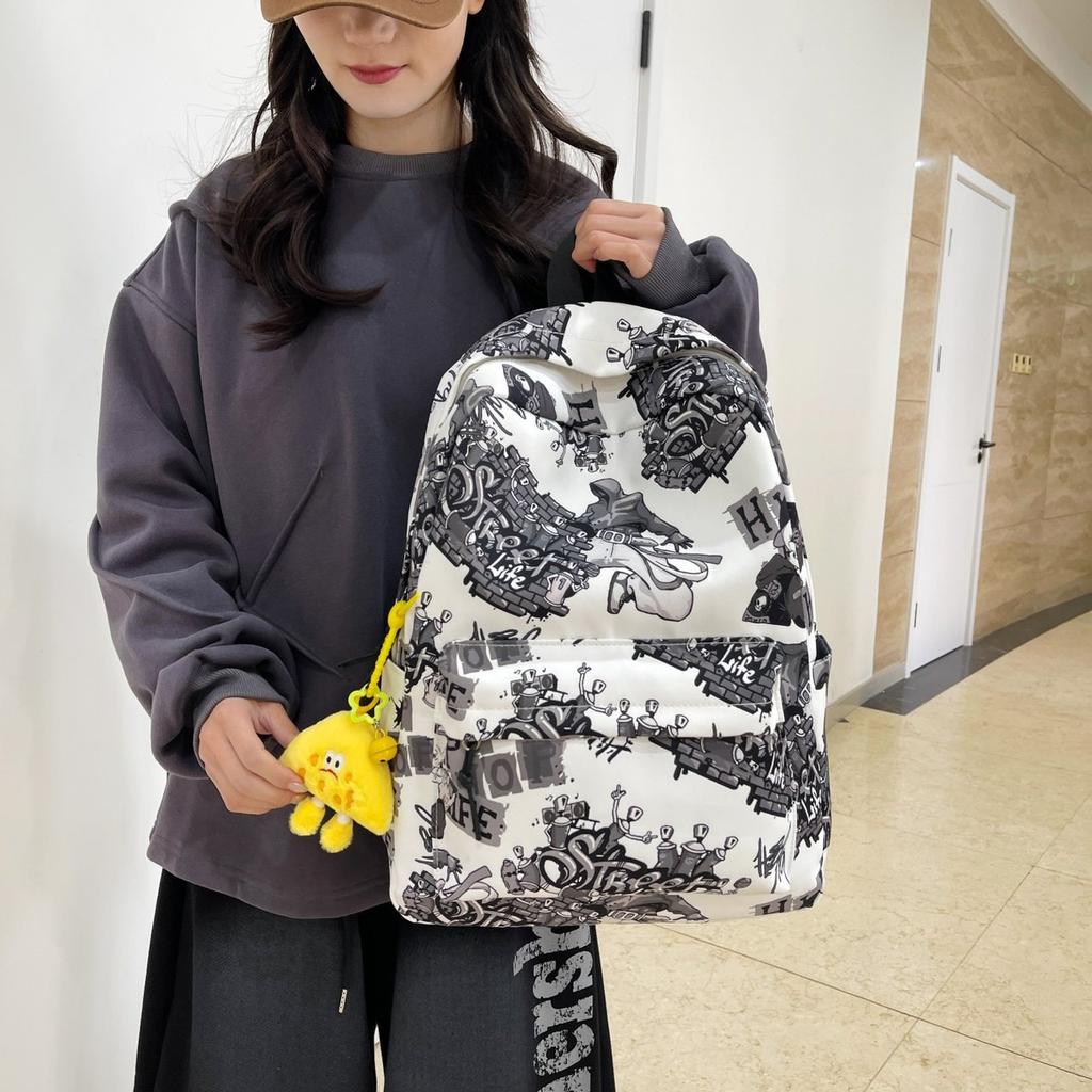 Schoolbag Large Capacity Mori Casual Backpack Personalized Graffiti Simple Sports Backpack New Fashion Letter Student School Bag