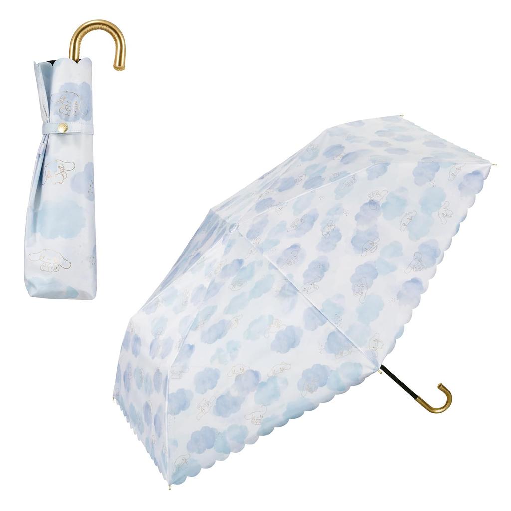 Sanrio Charaktere x Mini Blaue Sonnenblende Aquarell-Motiv Leichter UV-Schutz UPF Hitze Geeignet bei Sonne oder Regen Leichter Faltbarer Regenschirm für Perfekt für