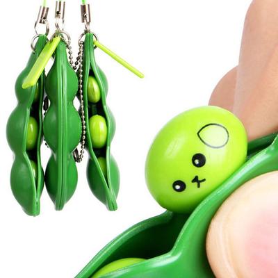 3 pezzi di decompressione Edamame giocattolo Pop It Fidget Squishy spremere piselli fagioli portachiavi antistress adulto gomma antistress giocattoli per bambini