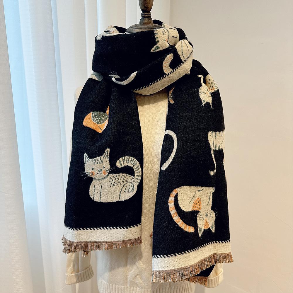 

Новый двухсторонний жаккардовый шарф контрастных цветов, женский зимний теплый модный платок, защита плеч и шеи 180x65cm