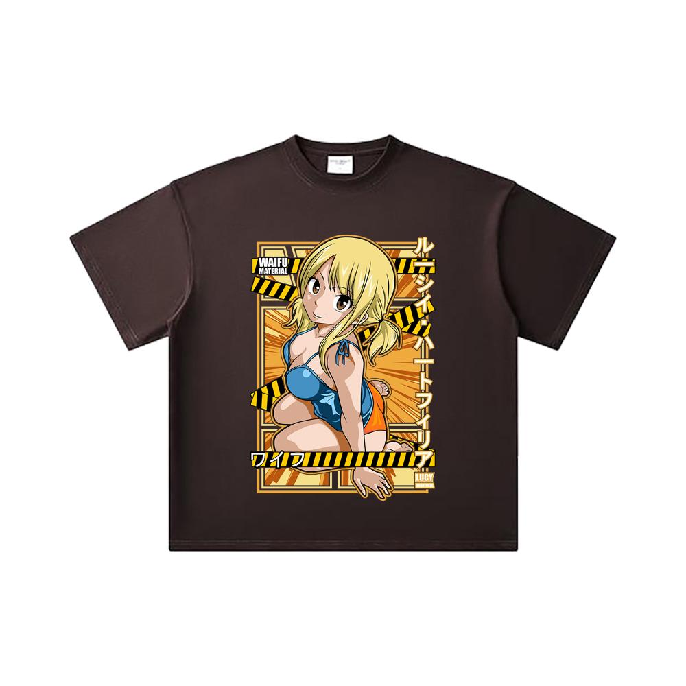 260 GSM Double Yarn 32 Count 100% Cotton Fairy Tail V1 Lucy Waifu Print Unisex Heavy Cotton T Shirt