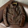 Handmade Genuine Men's Motorcycle Cafe Racer Brown Jacket Rider Biker Real Leather
