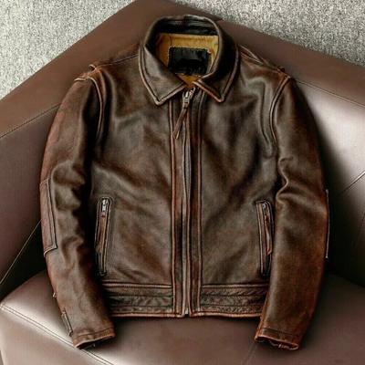 Handgefertigt Echte Herren Motorrad Cafe Racer Braune Jacke Fahrer Biker Echtes Leder