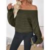Autumn Winter Loose Casual Solid Color Off the Shoulder Sweater Women All-match Bottomed Knitting Pullover Top