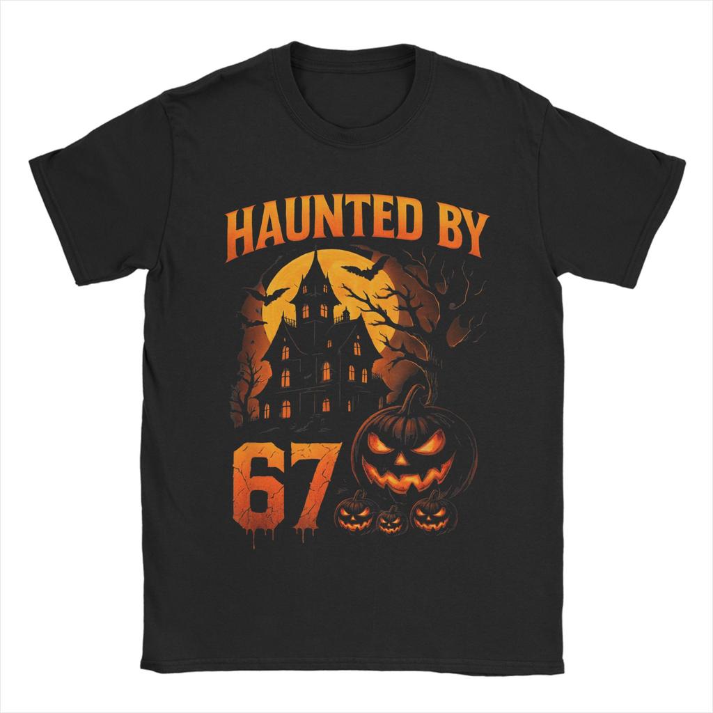 67 Meme Halloween Haunted T Shirt Men's Pure Cotton Novelty T-Shirts Crewneck Tees Short Sleeve Clothes Party