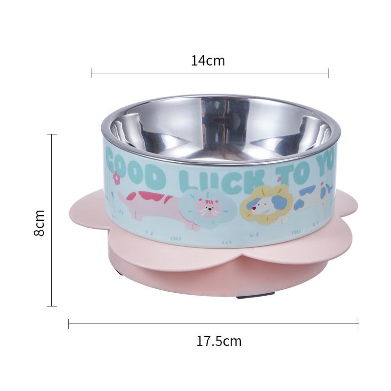 

1pc cat bowl dog stainless steel dog bowl cat neck protection petal high foot bowl anti knock cat food bowl dog utensils рожевий