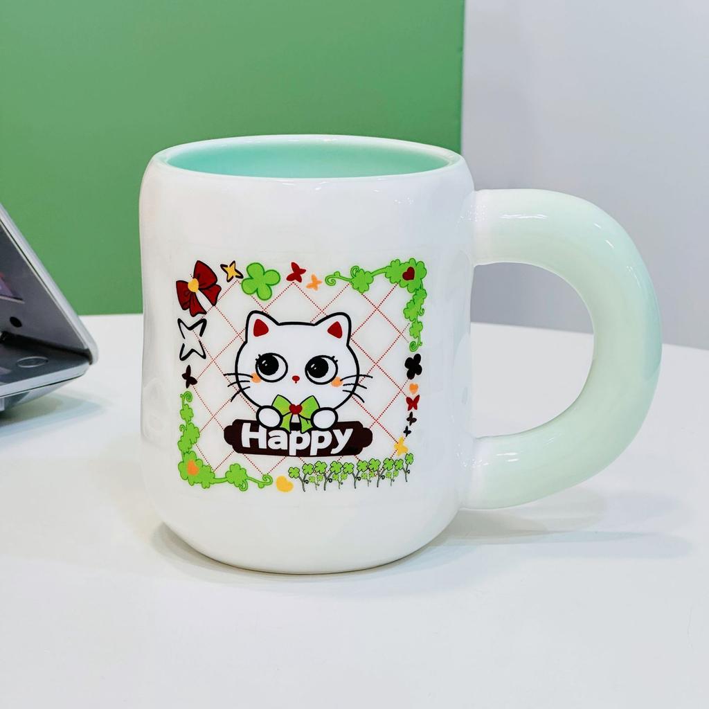 Opening Gift Box Set for Girls Ceramic Cup High Value Household Water Cup Cartoon Mug Cup Souvenir Gift