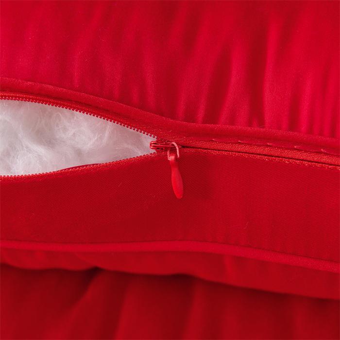 Embroidered Red Wedding Pillow - All-Cotton Feather Velvet for Newlywed Celebration