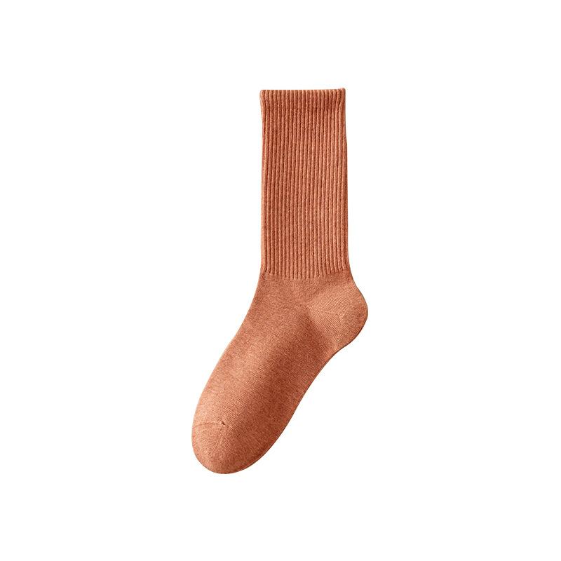 Girls Autumn and Winter Pure Cotton Pure Color Deodorizing Sweat Absorption In The Tube Pile Socks