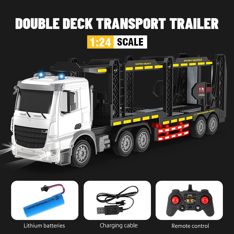 Remote Control Car Container Trailer Double-layer Transport Truck RC Engineering Vehicle Children s Car Model Toys for Kids Gift