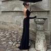 Summer New Women's Clothing Sexy Backless Chain Decorative Slim-fitting Long-sleeved Dress