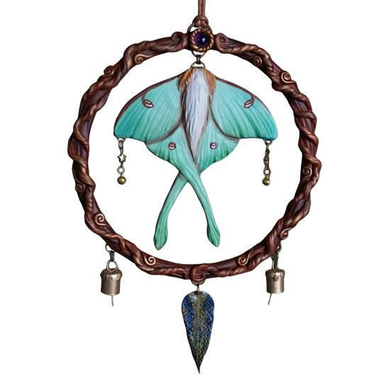 Handcrafted Moth Hanging Decoration Metal Elf Wall Hanging Sculpture Nature Inspired Artistic Pendant for Home Door Window Decor