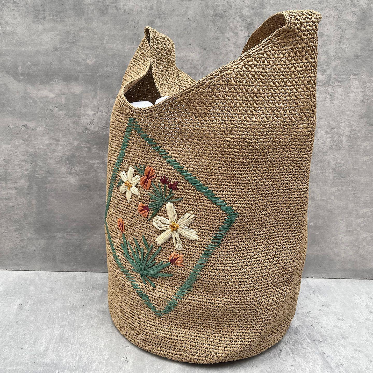 Women s Handwoven Floral Tote: Large Summer Beach & Shoulder Bag