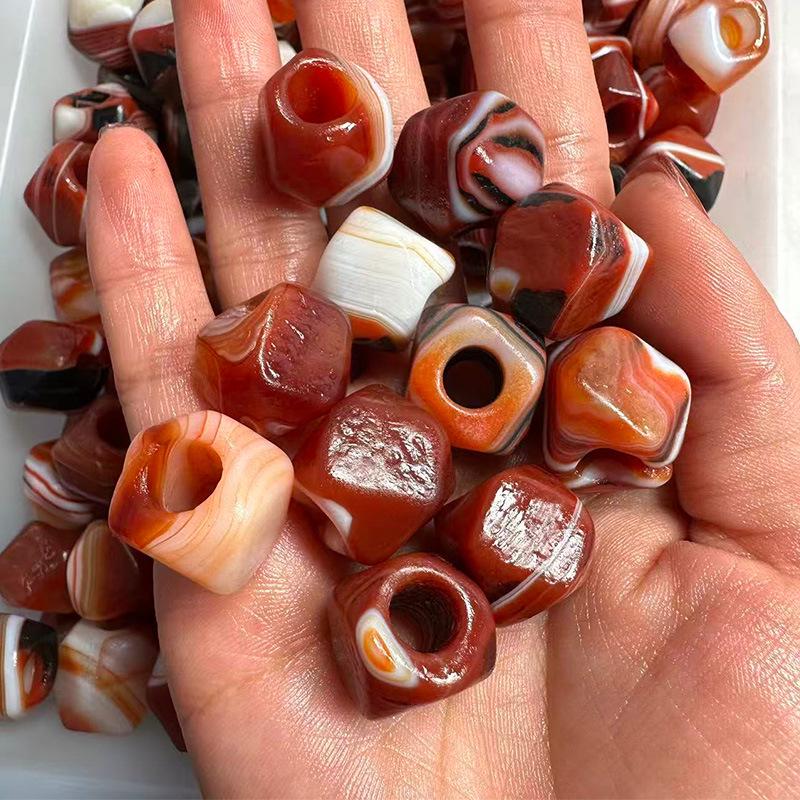 14×15mm Multi-Faceted Red Agate Beads with High Oil Patina for Jewelry Making
