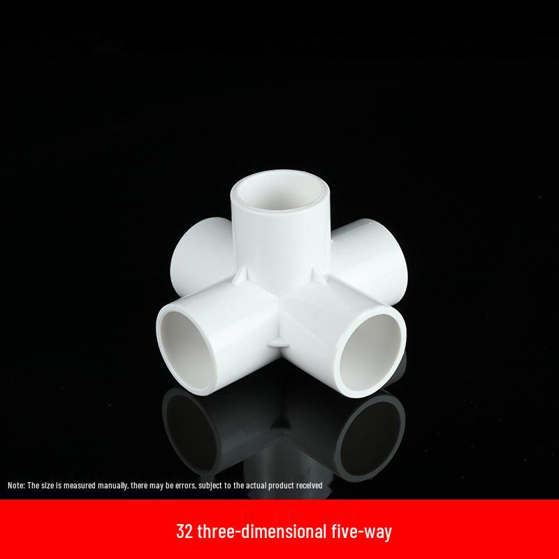 Pure Black PVC 3D Tee Right Angle Shelf Adapter for Water Supply (20-50mm)