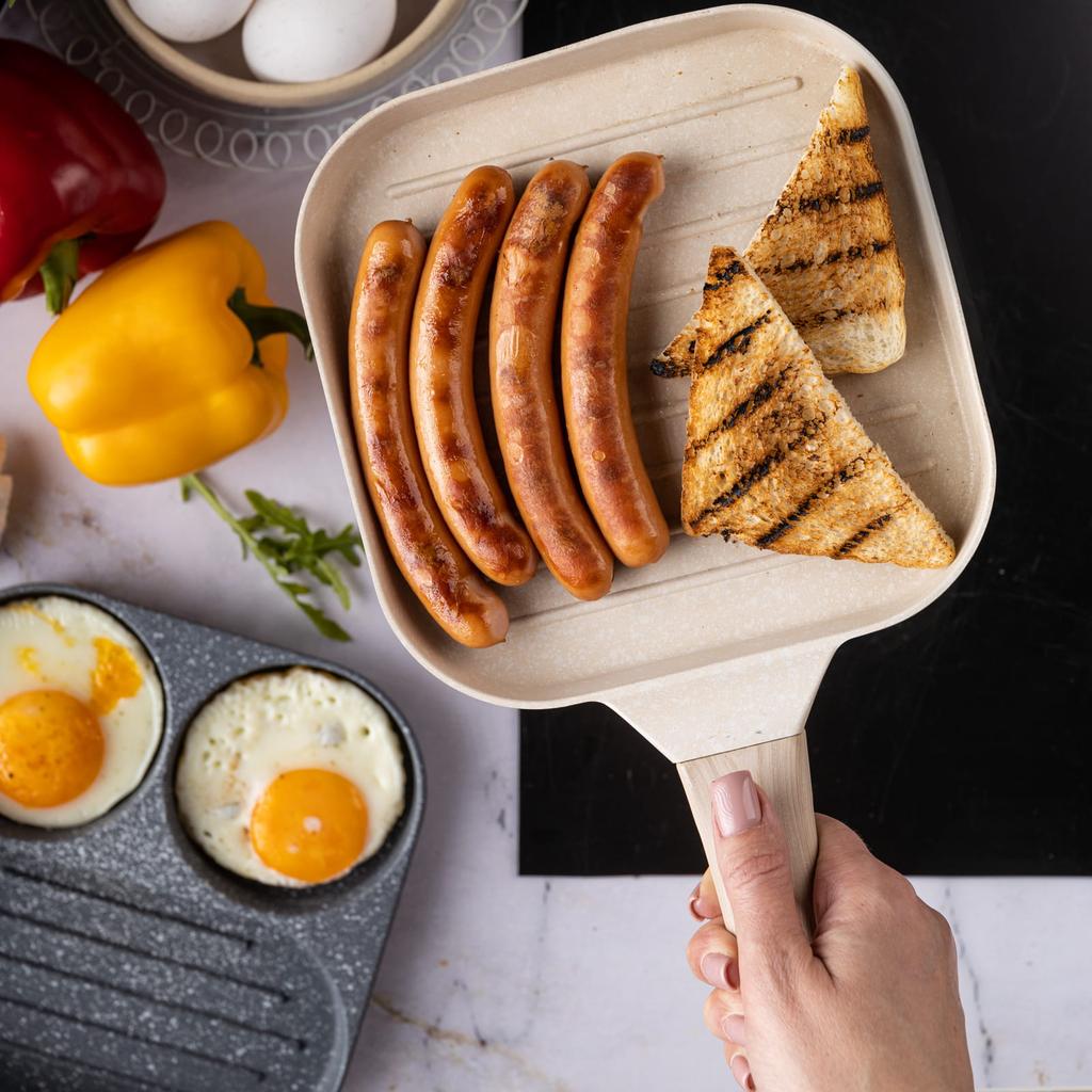 Patelnia grillowa 18x18cm marmurkowa BEŻOWA KLAUSBERG KB-7812