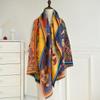 Ink painting, flower imitation cashmere printing scarf, new elegant women's warm scarf, fashionable retro shawl
