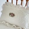 Rustic Embroidered Pillow Cover with Lotus Frill French Lace Cushion Cover Washable Comfortable Soft Pillowcase