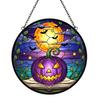 Stained Glass Style Acrylic Suncatchers Halloween Pumpkin Suncatcher, Round Window Hanging Ornament, Mysterious Holiday Theme Wall Displays Full Moon