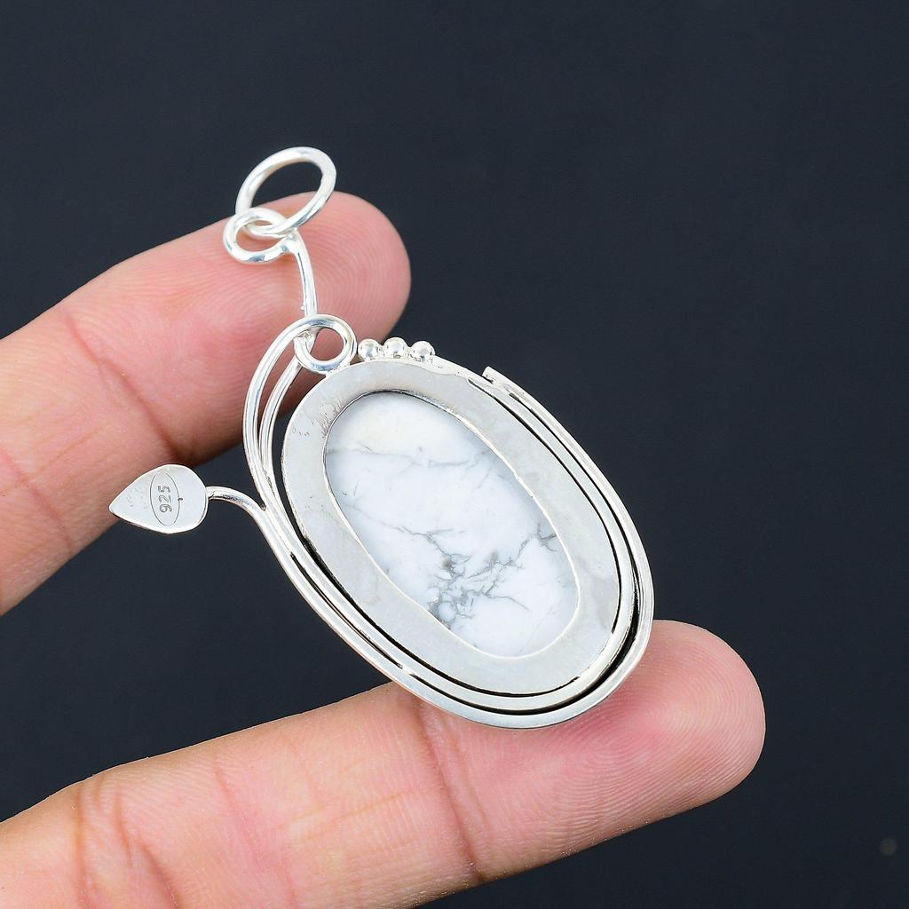 Friendship Day Deal Sterling Silver Natural Howlite Crown Chakra Pendant Jewelry