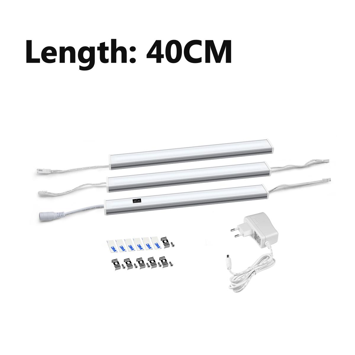 

1-5PCS Set Series Smart LED Kitchen Light 12V LED Bar Light Алюмінієва профільна трубка Лампи Ручний датчик розгортання Кабінет Світло для спальні Кухня 3PCS 40CM EU Plug теплим білим кольором