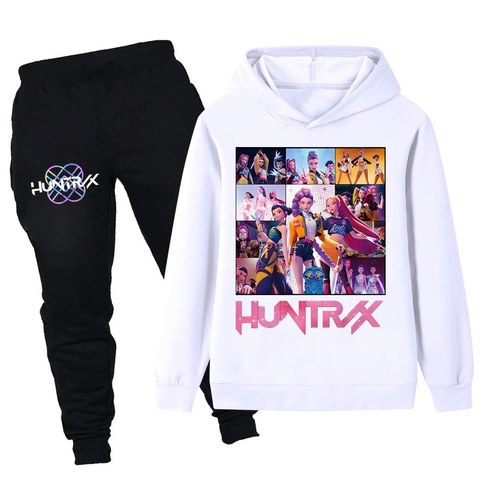 PB1250 Kinder Jungen Mädchen Kpop Mira Zoey Rumi Druck Langarm Kapuzenpullover Hose Hose Kleidung Sets