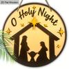 2D Flat, 1 Piece O Holy Night Nativity Scene Wooden Hanging Sign Christmas Decoration Sign Plaque Christmas Tree Hanging Ornament Entrance Door