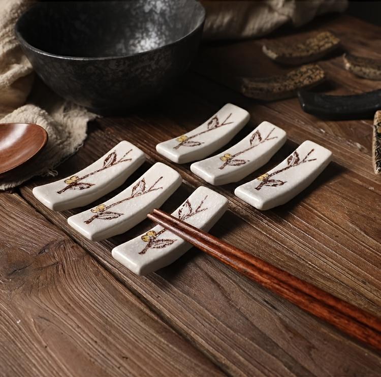 8 Stück Keramik Essstäbchenablage Set , Handbemalter Essstäbchenhalter, Westliche Messer- und Gabel- Löffelablage, Heimküchengeschirr