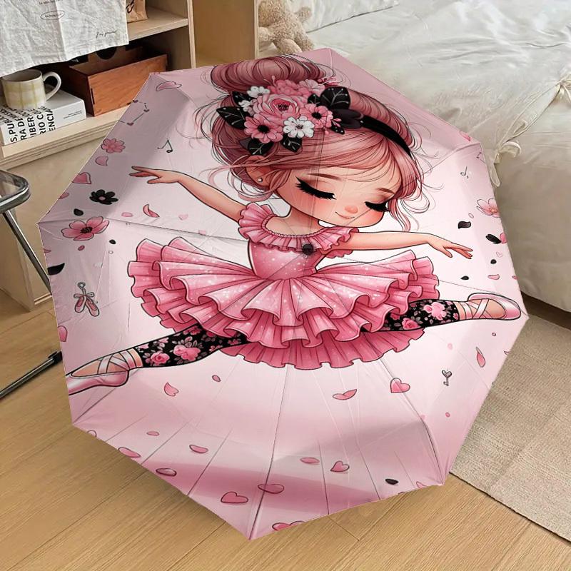 1PC Ballet Dancer Umbrella-8-Rib Reinforced, Automatic Open, Lightweight & Durable, Fashion Accessory for Outdoor, H0331