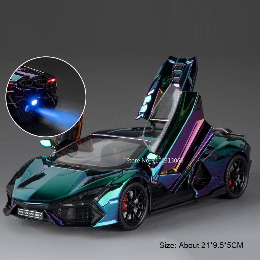 1:24 Tourbillon Lambor Revuelto Models Cars Toys Doors Opened Miniature Vehicles with Light Sound Sports Car for Birthday Gifts