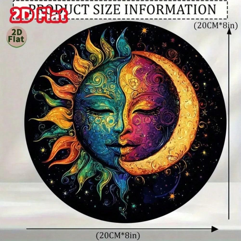 Dual Sided Yin Yang Wall Art Sun Moon Metal Decor Modern Home TYA22134-20x20cm