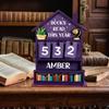 Books Read Tracker Rustic Wooden Manual Read Tracker Home Display Bookshelf Book Counter Sign for Shelf Desk Table Display