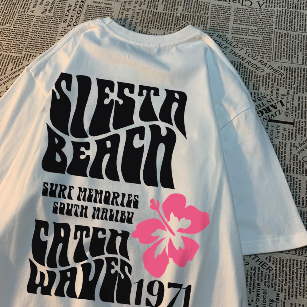 

Siesta Beach Catch Waves 1971 Men Women T Shirts Breathable Summer T-Shirts Street Cotton Clothes Personality O-Neck Tshirt M