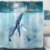Whale Sea Bath Curtain Seaside Ocean-themed Shower Curtain Washable Dirt-Resistant Shower Head Waterproof Polyester Bath Curta