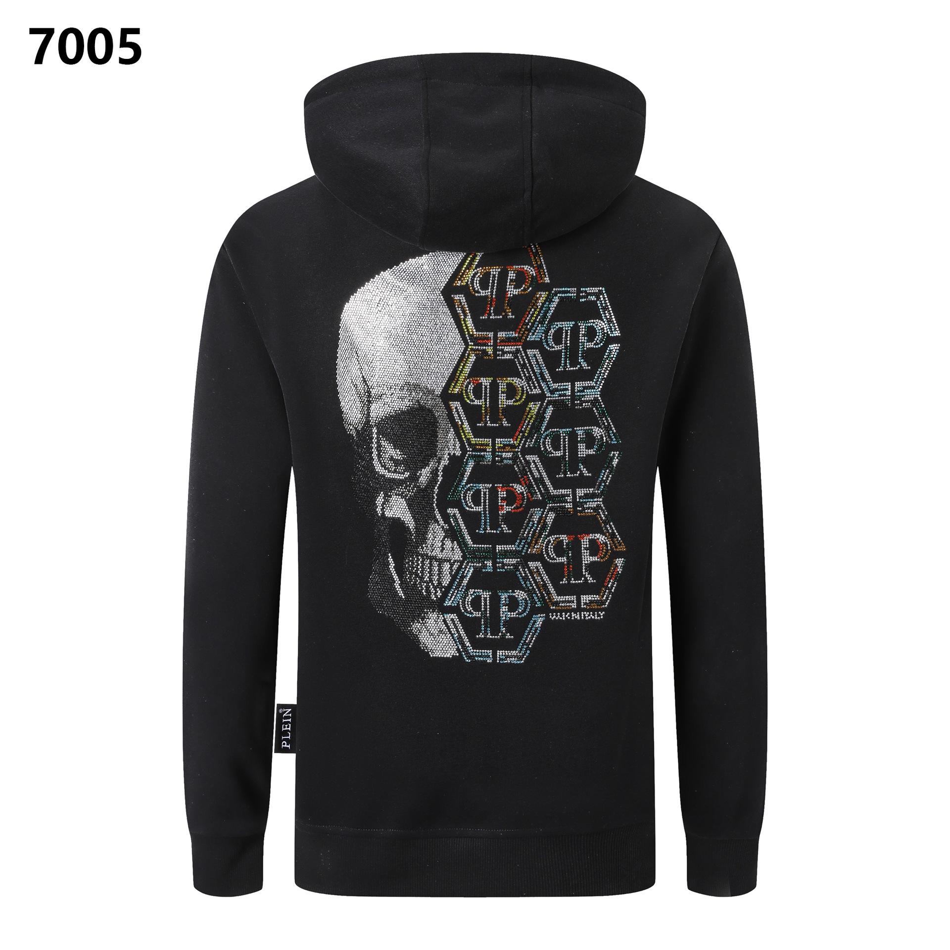 

Мужская куртка с капюшоном Philipp Plein, европейская и американская уличная мода, с кристаллами, череп XXXL чёрный
