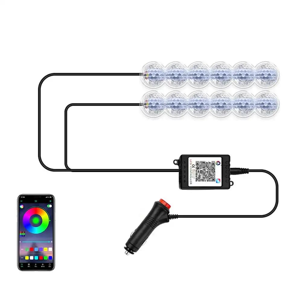 12 LED Car Interior Ambient Foot Light USB / Cigarette lighter LED Atmosphere Decorative Lamp LED Foot Light Kit Car Accessories