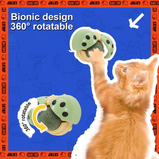 

Игрушка-мяч с кошачьей мятой, вращающийся шарик-конфета для кошек, живущих в помещении, клейкая игрушка в форме божьей коровки для чистки зубов с зубной пастой для кошек