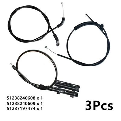 3Pcs Engine Hood Release Cable For Bmw 7 Series E65 E66 51237197474 51238240608