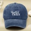Crazy Beautiful' Printed Vintage Washed and Aged Outdoor Peaked Cap Trendy Curved Brim Baseball Hat Soft Top American Peaked Cap
