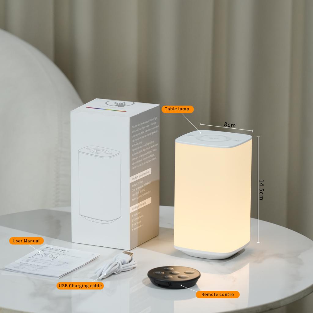 Remote Touch Small Night Light RGB Ambient Light Timed Bedside Lamp Infinite Dimming USB Charging Suitable Bedroom Living Room