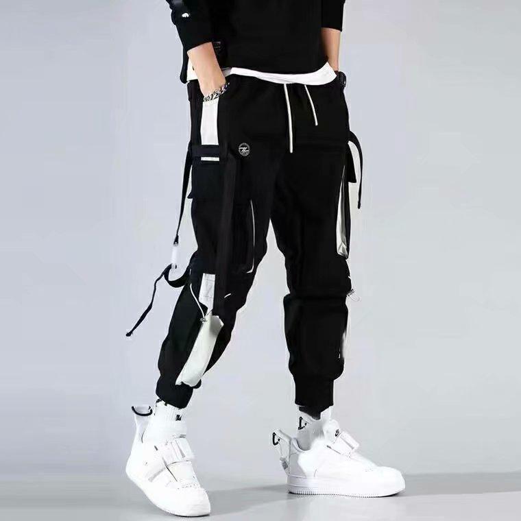 Klasické streetwear Ležérní Muži Stuhy Harem Jogging Kalhoty Pánské Slim Fit Jarní Cargo Kalhoty Vícekapsy Ženy Kalhoty