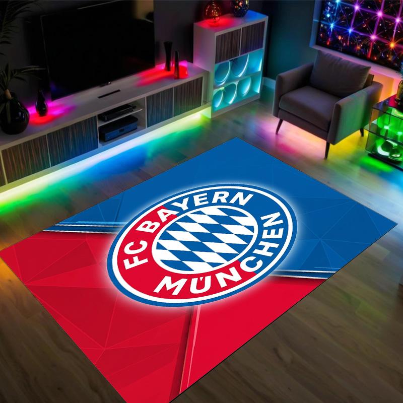 FC Bayern Design Kristall Samt Teppich Gemütlich Nicht?Rutschfester Teppich mit Aufdruck für Schlafzimmer Wohnzimmer Eingang
