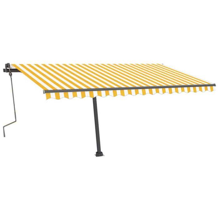 VidaXL Manual Retractable Freestanding Awning, 400x300 Cm Yellow and White