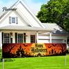 Festival Photo Booth Backdrop Halloween Fence Banner, 118 x 20 Inch Large Yard Sign Banner Flag, Scary Store Window Holiday Displays Party Hanging