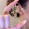 Luxury Sparkling Zircon Crystal Ear Clips Korean Irregular Butterfly Ear Cuff Clip Earrings for Women Wedding Jewelry
