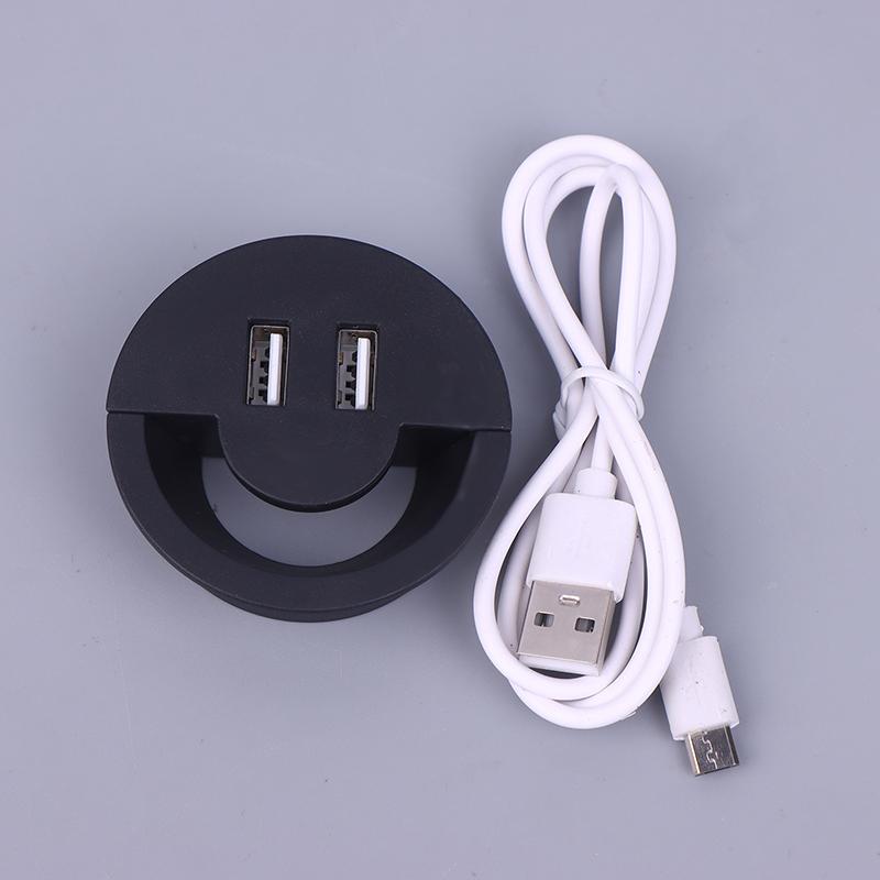 50Mm Wire Hole Cover Round Home Office Table Outlet Port Line Box Computer Desk Cord Grommet With 2 Port Usb Cable Organizer