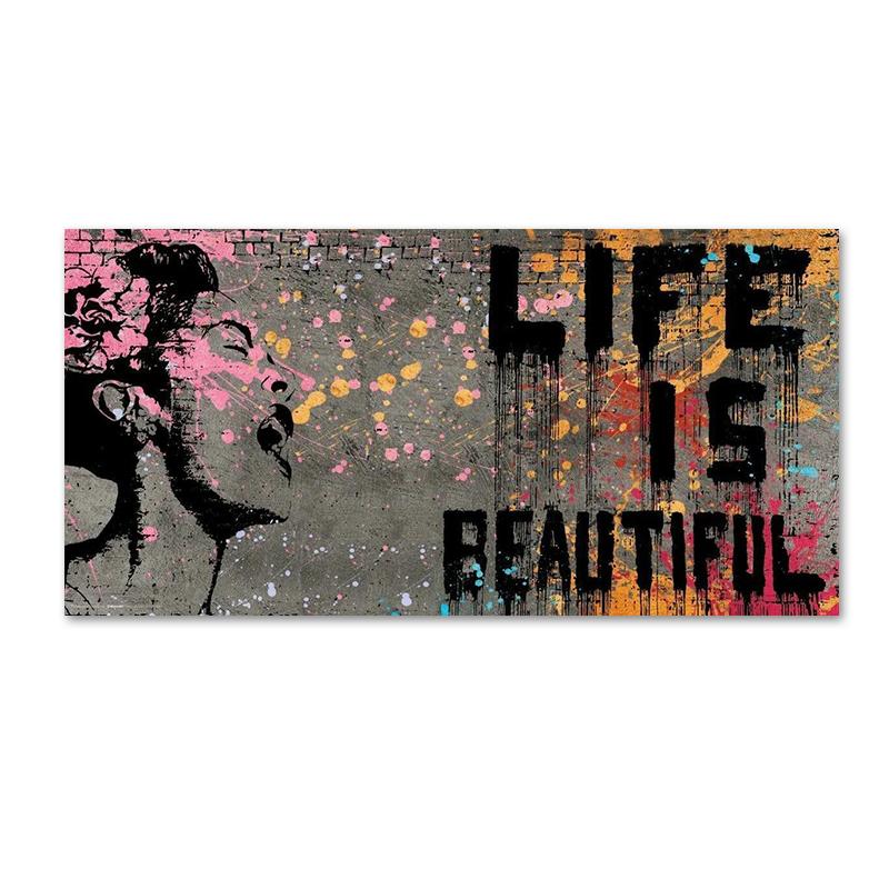 

Граффити Бэнкси, постеры и принты на холсте, жизнь прекрасна, картины на холсте, настенные панно для гостиной, офиса, домашнего декора 70x140cm No Framed